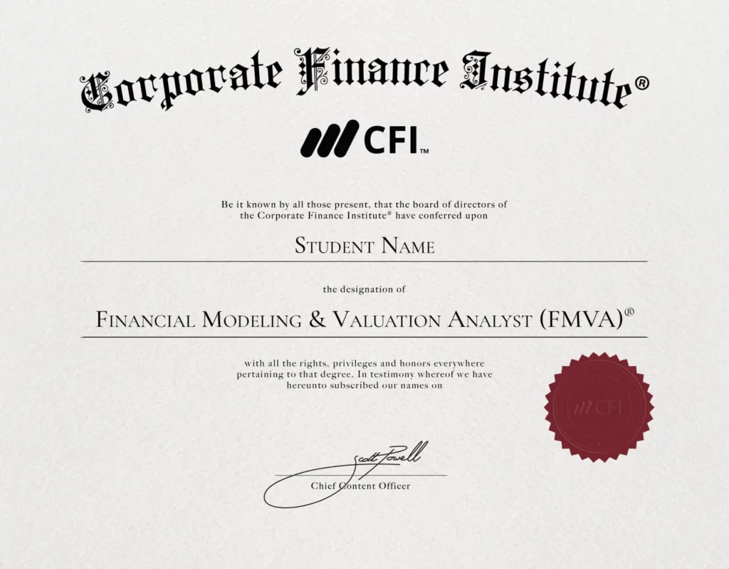 FMVA copy of certificate